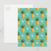 Leuchtende Ananas auf geometrischem Muster Postkarte (Vorne/Hinten)