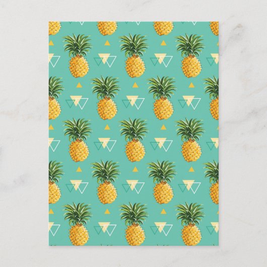 Leuchtende Ananas auf geometrischem Muster Postkarte (Vorderseite)