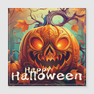 Leuchtende Augen Jack-o-Lantern Halloween Kunst Magnetkarte