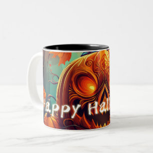 Leuchtende Augen Jack-o-Lantern Halloween-Kunst Zweifarbige Tasse