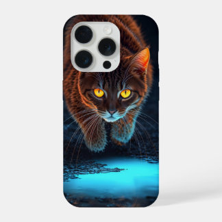 Leuchtende Augen Katze Ästhetik Wildtier-Illustrat iPhone 15 Pro Hülle