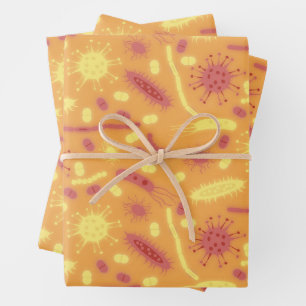 Leuchtende Bakterien Mikroorganismus orange Geschenkpapier Set