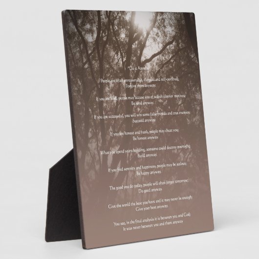 leuchtende Bäume "Mach es trotzdem!" Fotoplatte (Seite)