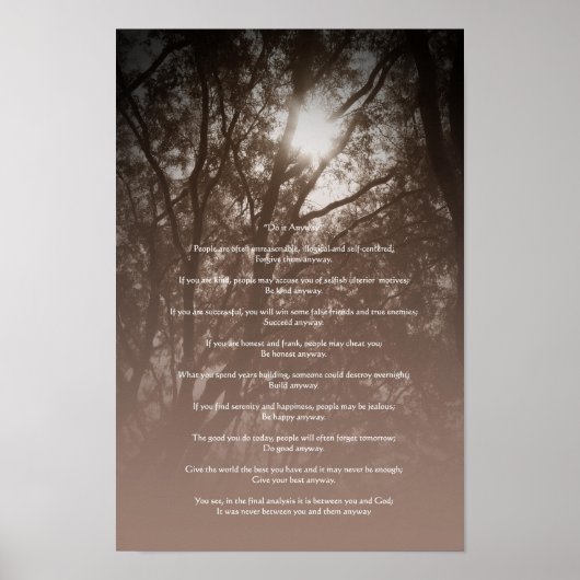 leuchtende Bäume "Mach es trotzdem!" Poster (Vorne)