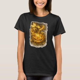 Leuchtende Biene tanzt um Halloween-Kürbis-Skizze T-Shirt