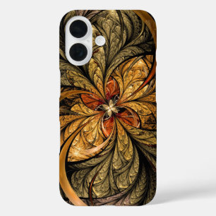 Leuchtende Blätter Abstrakte Fraktalkunst iPhone 16 Hülle