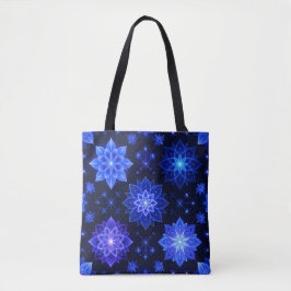 Leuchtende blaue Lila Blumenbeutel Tasche