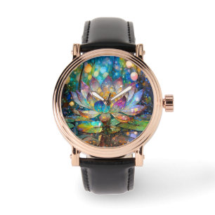 Leuchtende blühende Lotusblume Armbanduhr