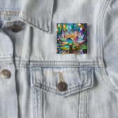 Leuchtende blühende Lotusblume Button (Beispiel)