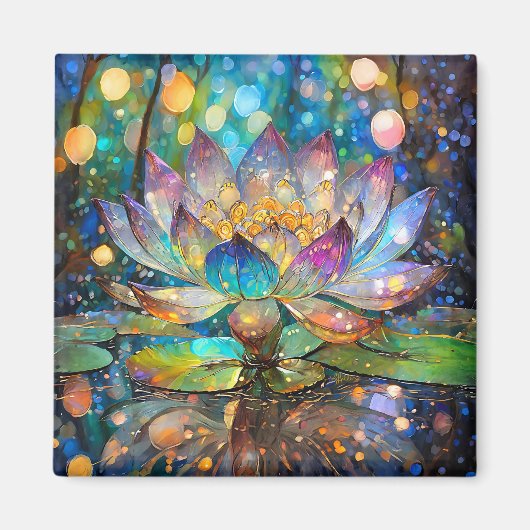 Leuchtende blühende Lotusblume Magnet (Vorne)