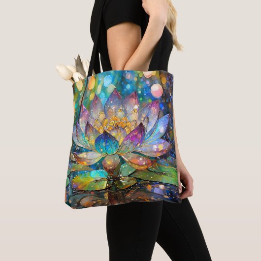 Leuchtende blühende Lotusblume Tasche (Von Nahem)
