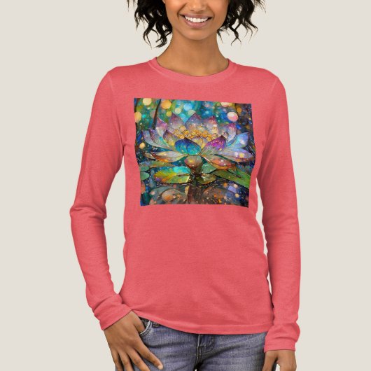 Leuchtende blühende Lotusblume Tri-Blend Shirt (Vorderseite)