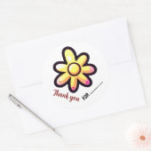 Leuchtende Blume Danke Runder Aufkleber (Umschlag)