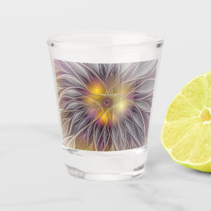 Leuchtende Bunte Blume, Abstrakte Moderne Fraktale Schnapsglas