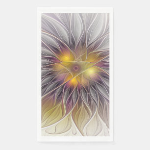 Leuchtende Bunte Blume, Abstrakte Moderne Fraktale Serviette