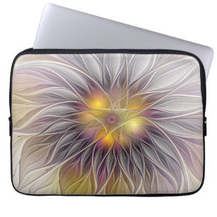 Leuchtende bunte Blume, abstrakter moderner Frakta Laptopschutzhülle