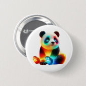 Leuchtende Bunte Panda-Kunst – Süßer Neonlicht-Pan Button (Vorne & Hinten)