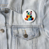 Leuchtende Bunte Panda-Kunst – Süßer Neonlicht-Pan Button (Beispiel)