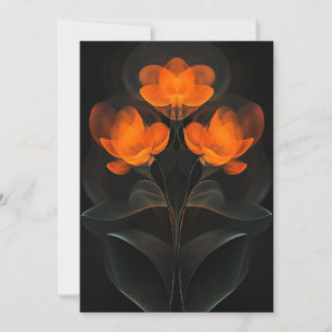 Leuchtende Cyberflora Orange Schwarze Cyber Blumen Einladung