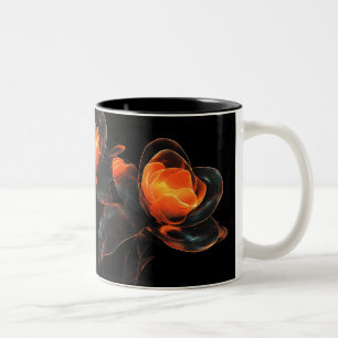 Leuchtende Cyberflora Orange Schwarze Cyberblumen Zweifarbige Tasse
