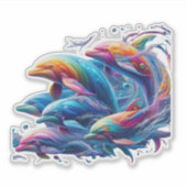 Leuchtende Delfin-Kunst Aufkleber (Vorderseite)