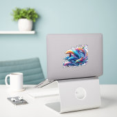 Leuchtende Delfin-Kunst Aufkleber (Laptop auf Schreibtisch)
