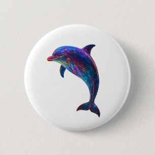 Leuchtende Delfin-Kunst Button