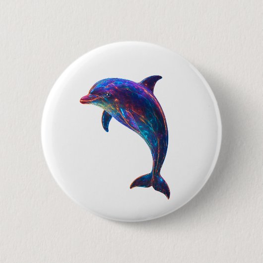 Leuchtende Delfin-Kunst  Button (Vorderseite)
