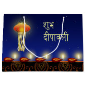 Leuchtende Diwali Lampe - große Geschenk-Tasche Geschenktüte (Vorderseite)