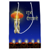 Leuchtende Diwali Lampe - mittlere Geschenk-Tasche Mittlere Geschenktüte (Vorderseite)
