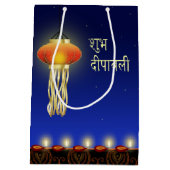 Leuchtende Diwali Lampe - mittlere Geschenk-Tasche Mittlere Geschenktüte (Rückseite)