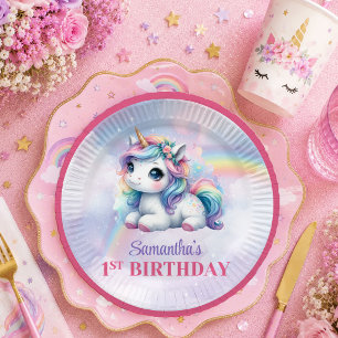 Leuchtende Einhorn-Pastell-Magical-Girl-Birthday-T Pappteller