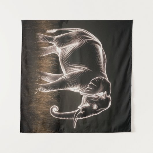 Leuchtende ElefantenSilhouette Wandteppich (Vorderseite (Horizontal))