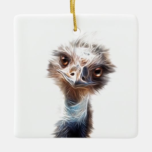 Leuchtende Emu-Vogelkunst Keramikornament (Vorderseite)