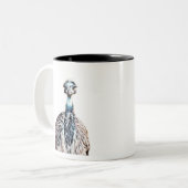 Leuchtende Emu-Vogelkunst Zweifarbige Tasse (Vorderseite Links)