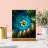 Leuchtende Fantasie-Blume, buntes Abstraktes Frakt Acrylschild (Hochzeit)