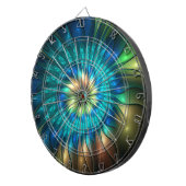 Leuchtende Fantasie-Blume, buntes Abstraktes Frakt Dartscheibe (Vorderseite rechts)