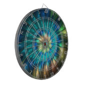 Leuchtende Fantasie-Blume, buntes Abstraktes Frakt Dartscheibe (Vorderseite Links)