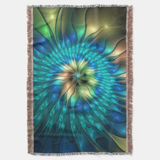 Leuchtende Fantasie-Blume, buntes Abstraktes Frakt Decke (Vorderseite Vertikal)