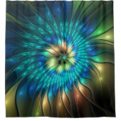 Leuchtende Fantasie-Blume, buntes Abstraktes Frakt Duschvorhang (Vorderseite)