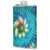 Leuchtende Fantasie-Blume, buntes Abstraktes Frakt Flachmann (Links)