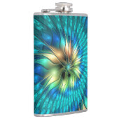 Leuchtende Fantasie-Blume, buntes Abstraktes Frakt Flachmann (Rechts)