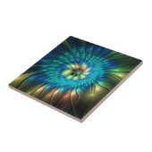 Leuchtende Fantasie-Blume, buntes Abstraktes Frakt Fliese (Seite)