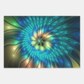 Leuchtende Fantasie-Blume, buntes Abstraktes Frakt Geschenkpapier Set (Vorderseite)