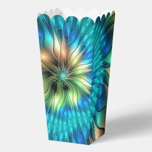 Leuchtende Fantasie-Blume, buntes Abstraktes Frakt Geschenkschachtel (Vorderseite)