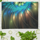 Leuchtende Fantasie-Blume, buntes Abstraktes Frakt Geschirrtuch (Gefaltet)