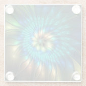 Leuchtende Fantasie-Blume, buntes Abstraktes Frakt Glasuntersetzer (Rückseite)