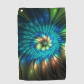 Leuchtende Fantasie-Blume, buntes Abstraktes Frakt Golfhandtuch (Vorderseite)