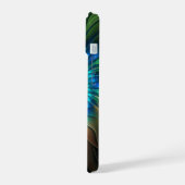 Leuchtende Fantasie-Blume, buntes Abstraktes Frakt iPhone 15 Hülle (Linke Seite)