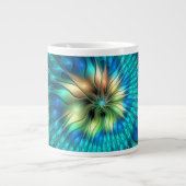 Leuchtende Fantasie-Blume, buntes Abstraktes Frakt Jumbo-Tasse (Vorderseite)